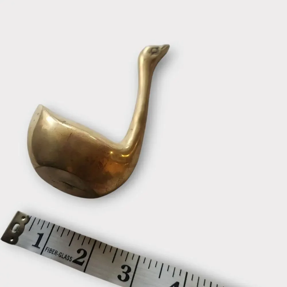 Vintage Brass Bird Figurine MCM Minimalist Duck Goose Shelf Decor